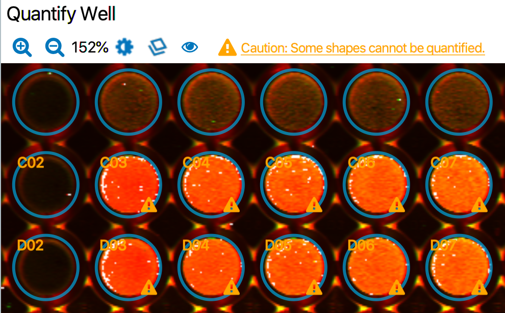 The brightly contrasting yellow pixels on this plate image are saturated pixels that cannot be quantified