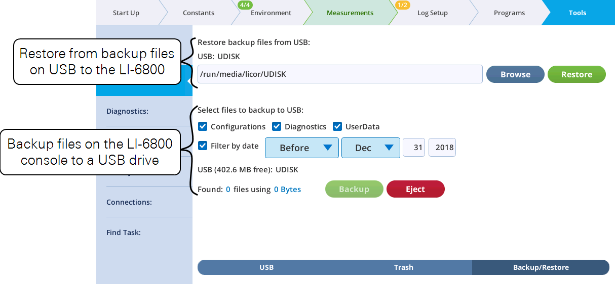 Backup and restore options