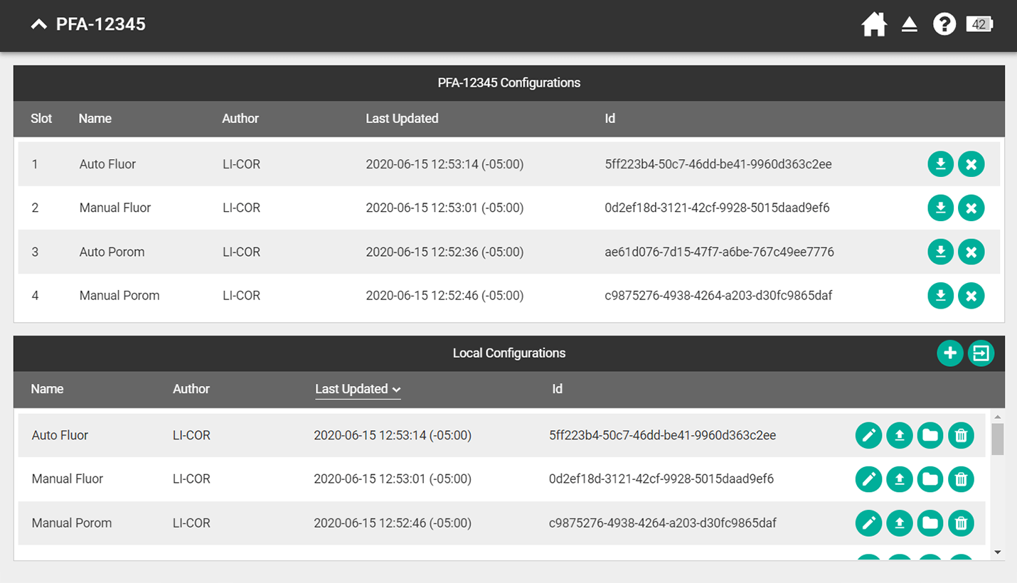 LI-600 Software configuration screen